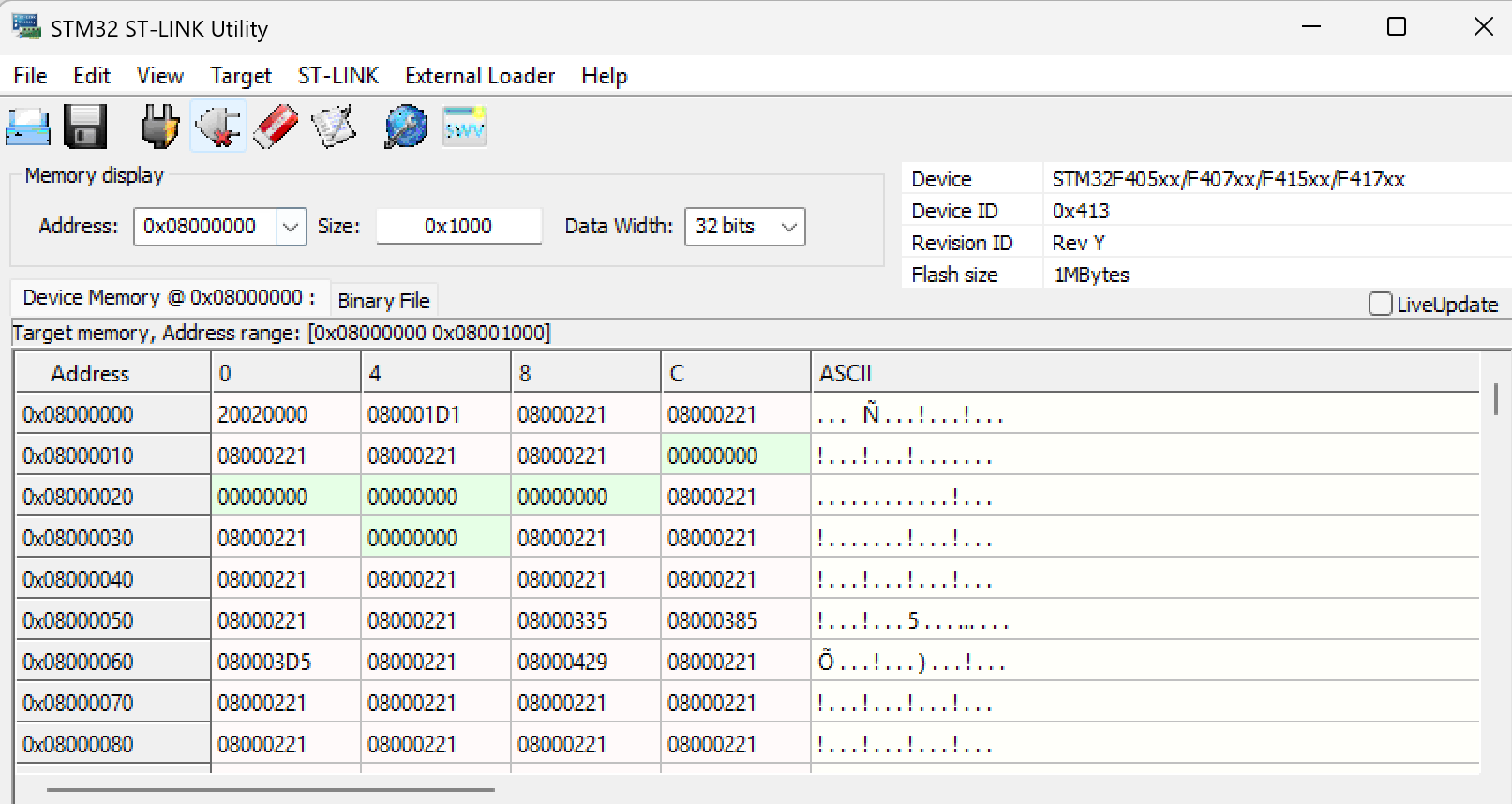 STLink successful connection